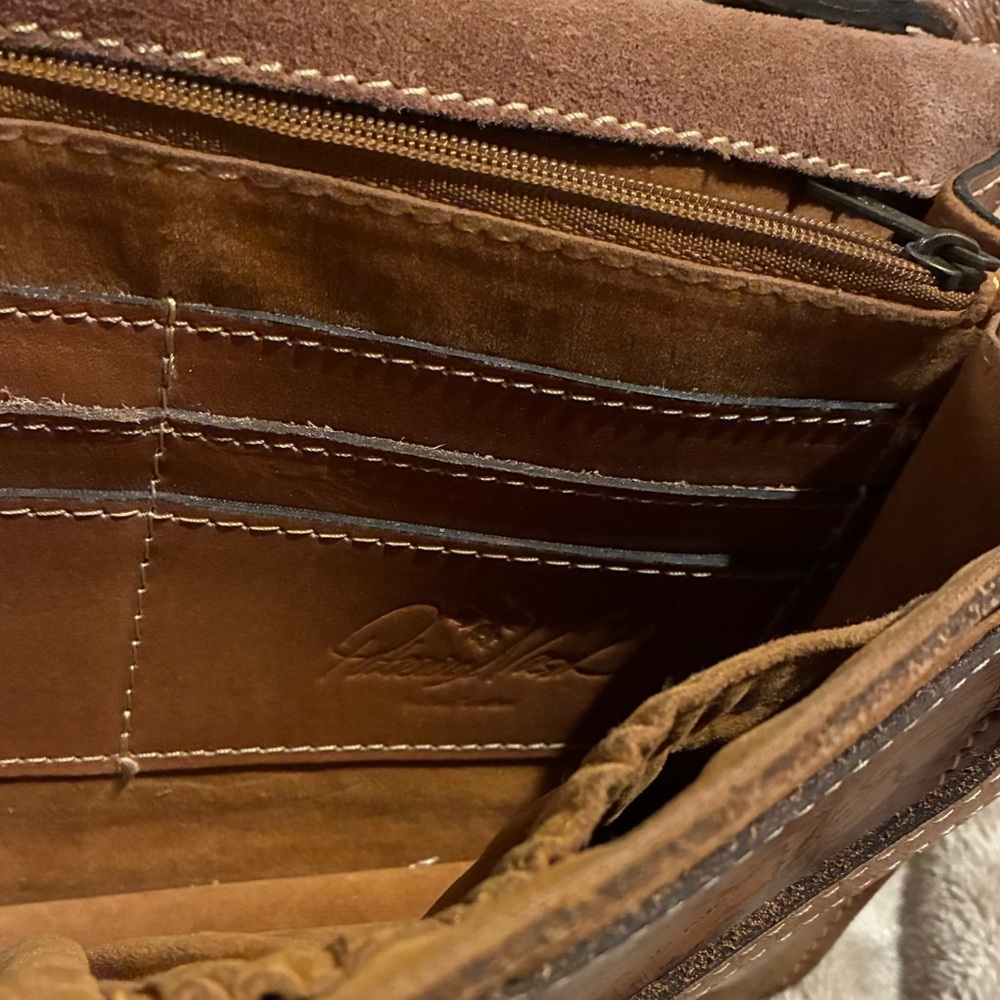 Patricia Nash Laurentina Signature Map Leather Crossbody Purse Brown - Picture 9 of 13